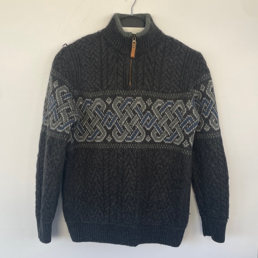 Aran Crafts Gray Sweater 100% Wool Small